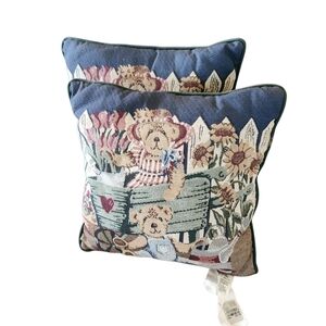 Newport Blue and Green Bear Accent Pillows